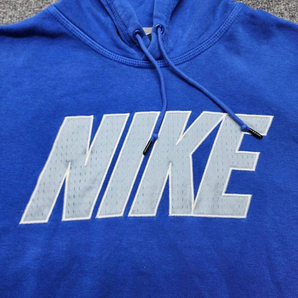 Vintage Nike Mens Medium Blue Travis Scott Center‎ Spell Out Hoodie Sweatshirt